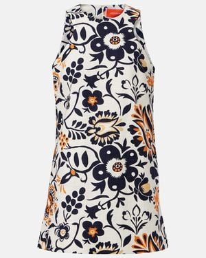 La DoubleJ Racer Printed Cotton Poplin Minidress - Blue
