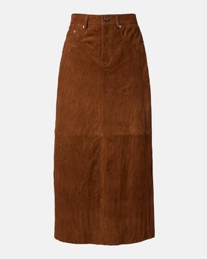 Proenza Schouler Label Nayah Suede Midi Skirt - Brown