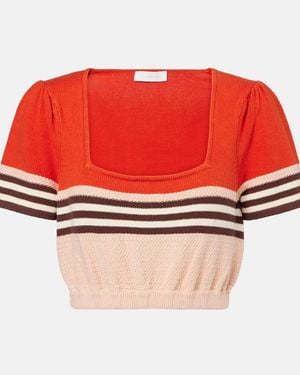 Zimmermann Ascension Knitted Cotton-Blend Top - Red