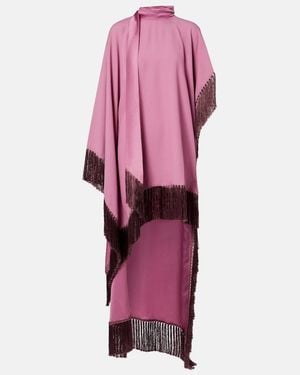 Taller Marmo Caftan Asimetrico De Saten Con Flecos - Rosa