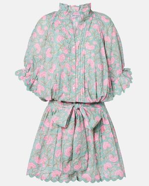 Juliet Dunn Floral Cotton Minidress - Blue