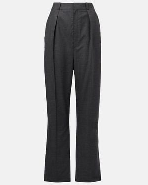 Lemaire Pleated Wool Twill Straight Trousers - Grey