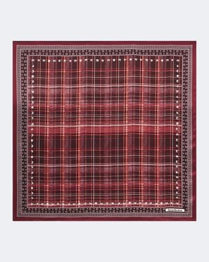 Acne Studios Panuelo De Saten De Seda A Cuadros - Rojo
