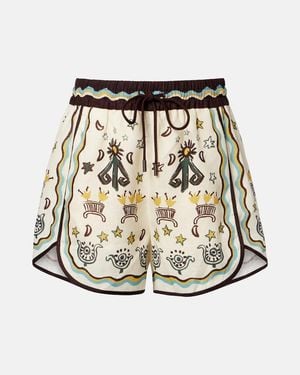 ALÉMAIS Sun Dancer Printed Linen Shorts - Natural