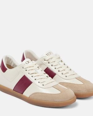 Tod's Cassetta Suede-trimmed Leather Sneakers - Pink