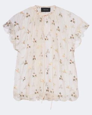 Simone Rocha Embroidered Gathered Tulle Top - White