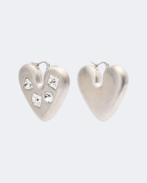 Jacquemus Ohrringe Coeur Mit Kristallen - Weiß