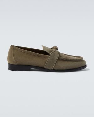 Bottega Veneta Astaire Knot Suede Loafers - Green