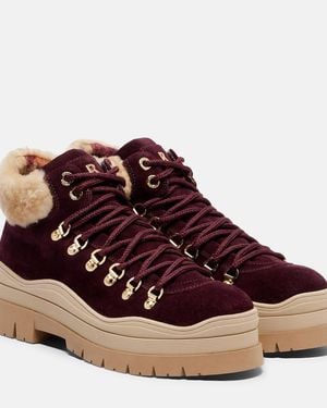 Bogner Arosa Shearling-Lined Suede Lace-Up Boots - Brown