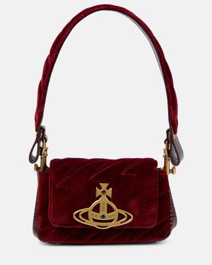 Vivienne Westwood Hazel Small Velvet Shoulder Bag - Red