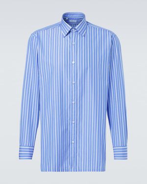 Charvet Striped Cotton Poplin Shirt - Blue