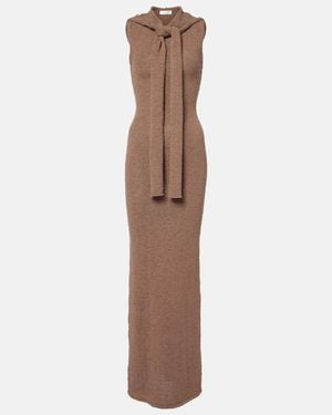 AYA MUSE Rory Hooded Cotton-Blend Maxi Dress - Brown