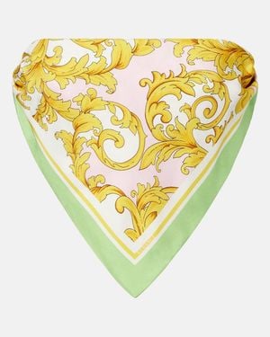 Versace Bedrucktes Bandeau-Top Aus Seiden-Twill - Mettallic