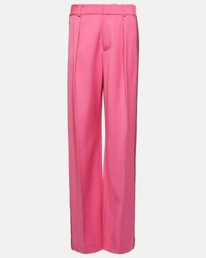 Area Pantalones Anchos De Lana Adornados - Rosa