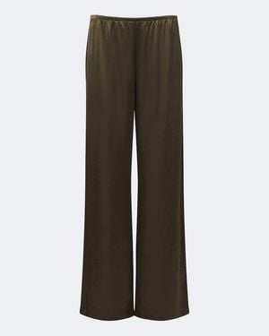 Leset Barb Satin Wide-Leg Pants - Green