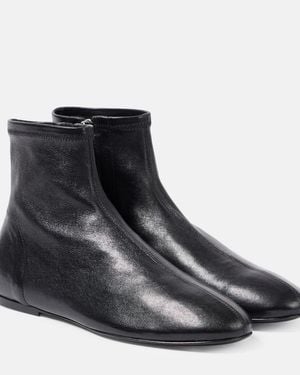 Co. Leather Sock Ankle Boots - Black