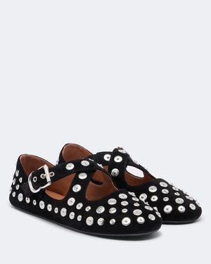 Alaïa Studded Suede Ballet Flats - Black