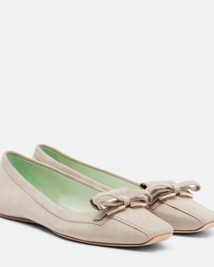 Roger Vivier Trompette Suede Ballet Flats - Metallic