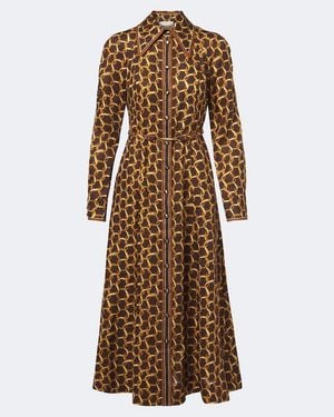 Zimmermann Vestido Camisero De Lino Estampado - Marrón