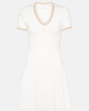 Courreges Logo Cotton Minidress - White
