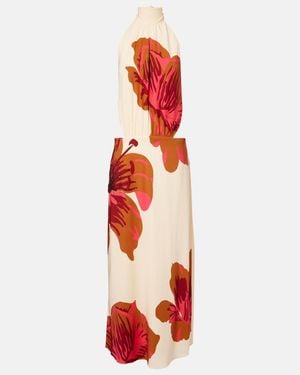 Johanna Ortiz Floral Halterneck Silk Crepe Maxi Dress - Red