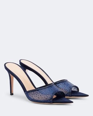 Gianvito Rossi Rania Embellished Mesh Mules - Blue