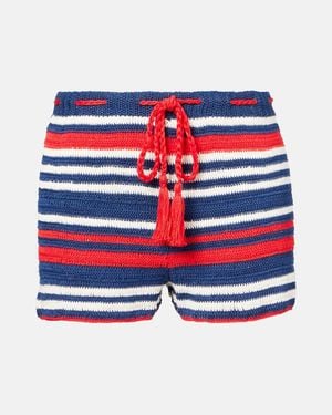 Anna Kosturova Crochet Cotton Shorts - Blue