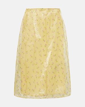 Jil Sander Floral Organdy Midi Skirt - Yellow