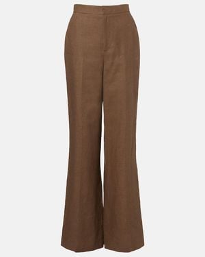 Ralph Lauren Dean Linen Wide-Leg Pants - Brown