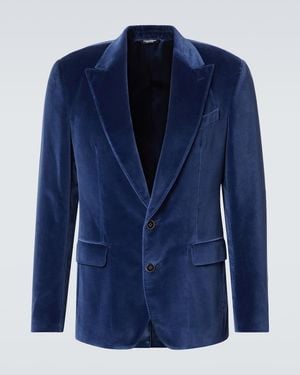 Dolce & Gabbana Cotton Velvet Blazer - Blue
