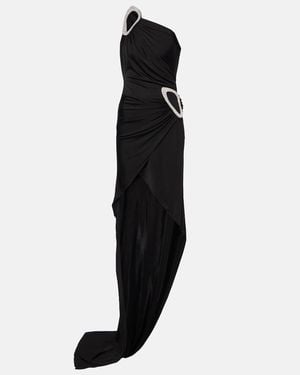 David Koma Embroidered Asymmetric Gown - Black