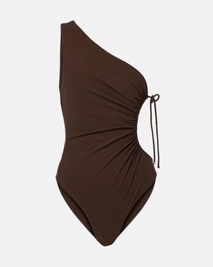 Saint Laurent One-Shoulder Swimsuit - Brown