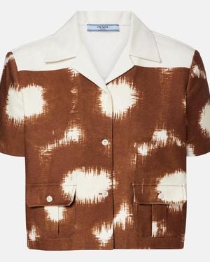 Prada Printed Cropped Cotton Shirt - Brown
