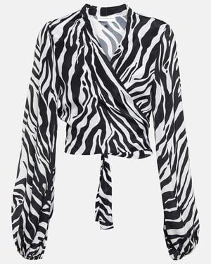 Alexandra Miro Tabitha Zebra-print Crop Top - Black