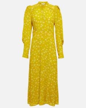 Dorothee Schumacher Eccentric Floral Silk-Blend Midi Dress - Yellow