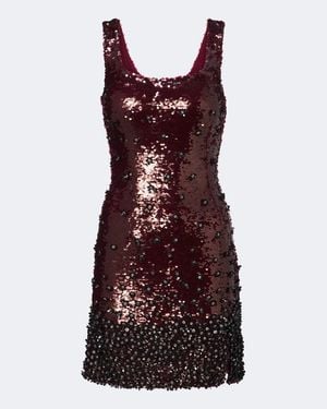 La Fuori Embellished Floral Minidress - Red
