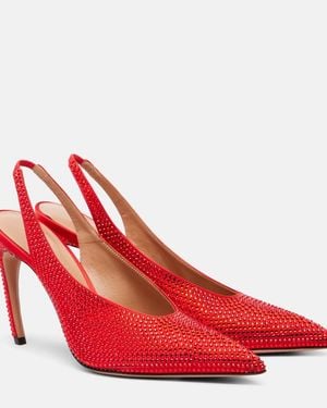 The Attico Viper 95 Embellished Slingback Court Shoes - Red