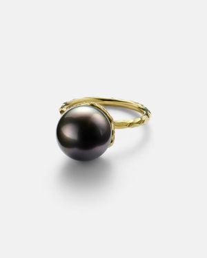 Octavia Elizabeth Orb 18Kt Ring With Pearl And Diamonds - White