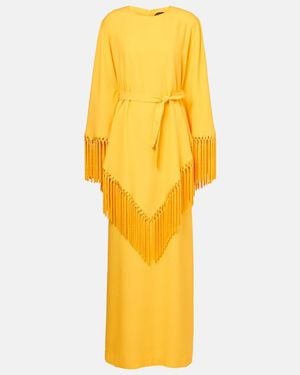 Taller Marmo Fringed Crepe Cady Kaftan - Yellow