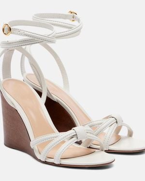 Gianvito Rossi Leather Wedge Sandals - White