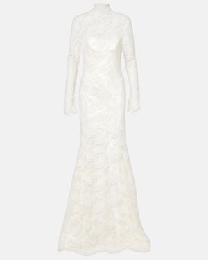 Danielle Frankel Bridal Robe Adena Aus Seide Und Wolle - Weiß