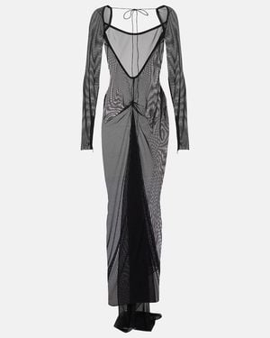 LAQUAN SMITH Vestido De Fiesta De Malla Translucido - Gris