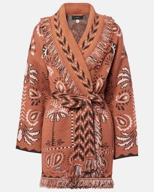 Alanui Wild Wonder Foulard Wool And Cotton Cardigan - Brown
