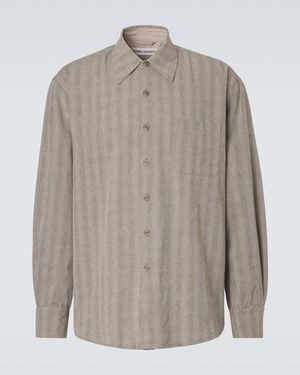 Our Legacy Camisa Above En Mezcla De Algodon Y Lino A Rayas - Gris