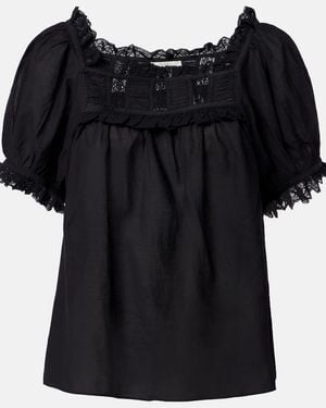 Doen Top Frances Mit Spitze - Schwarz