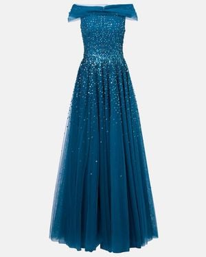 Jenny Packham Bee Crystal-Embellished Gown - Blue