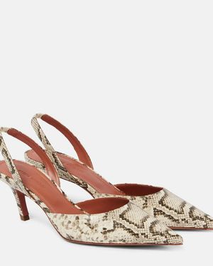 AMINA MUADDI Sofia Snake-print Leather Slingback Court Shoes - Brown