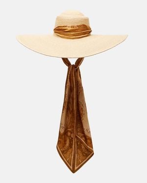 Zimmermann Silk-Trimmed Raffia Sun Hat - Natural