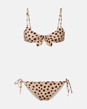 Valentino Polka-Dot Bow-Detail Bikini - White