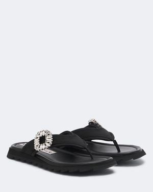 Roger Vivier Slidy Viv' Embellished Thong Sandals - Black
